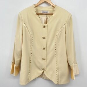 Donna Vinci Blazer Jacket Size 18 Rhinestones Gold Buttons Statement New XL 1X